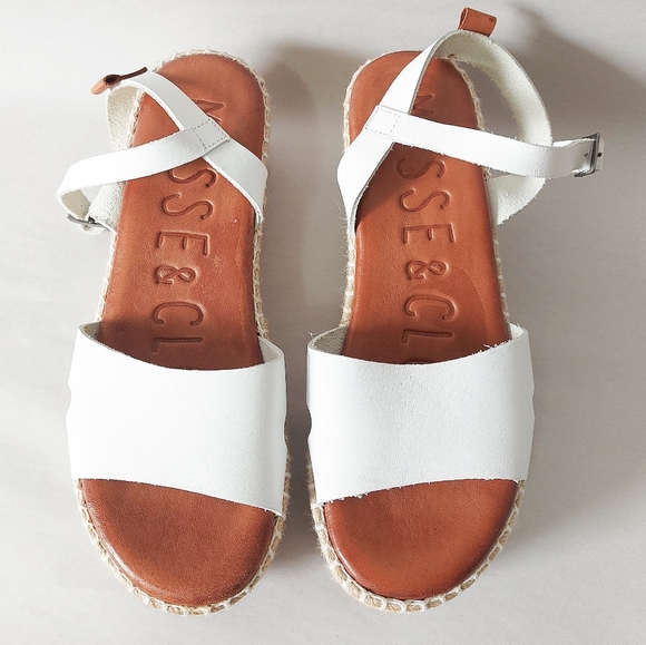 Musse & Cloud Women Espadrille Platform Sandals Size 10 White Boho Buckle Shoes - Picture 6 of 14